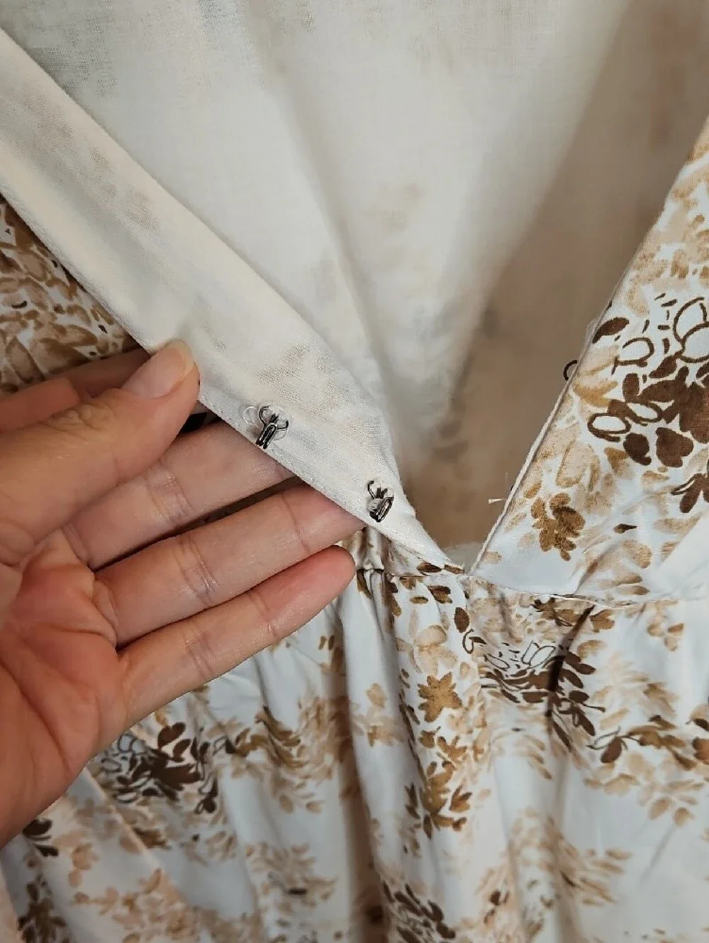 Abercrombie & Fitch Cream Maxi Dress with Brown Floral Print